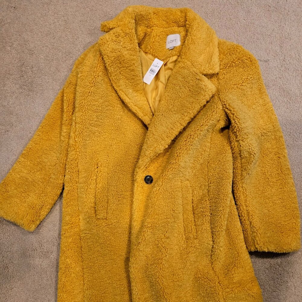 Ann Taylor Loft NWT Yellow Sherpa Coat M